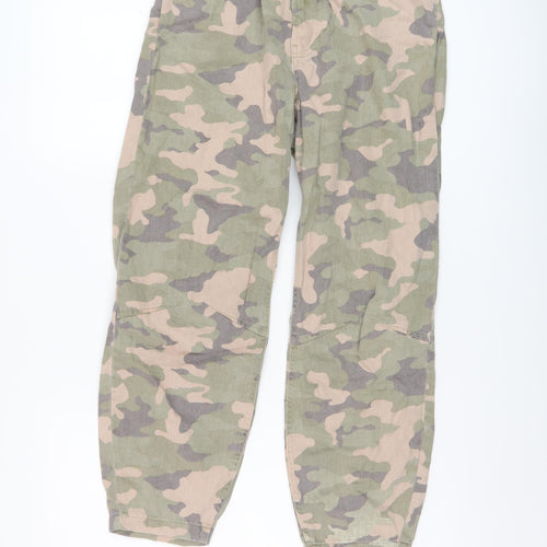 River Island Womens Green Camouflage Cotton Straight Jeans Size 6 L25 in Regular Button