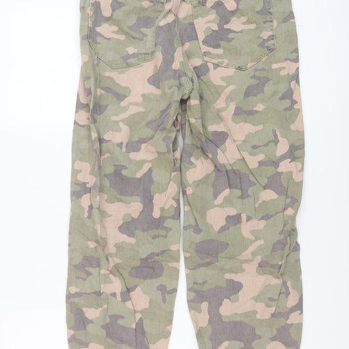 River Island Womens Green Camouflage Cotton Straight Jeans Size 6 L25 in Regular Button