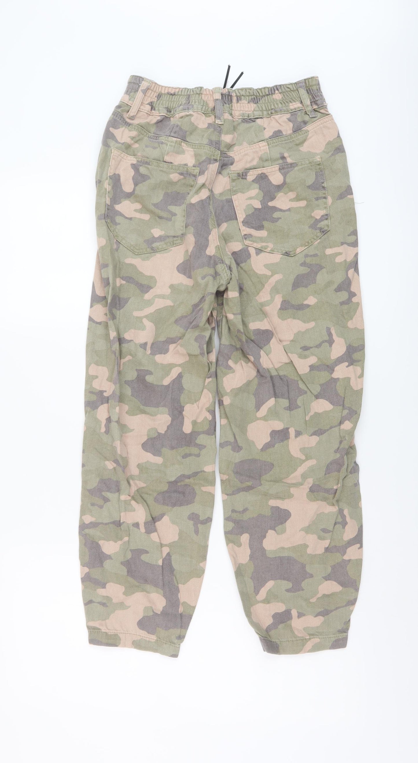 River Island Womens Green Camouflage Cotton Straight Jeans Size 6 L25 in Regular Button