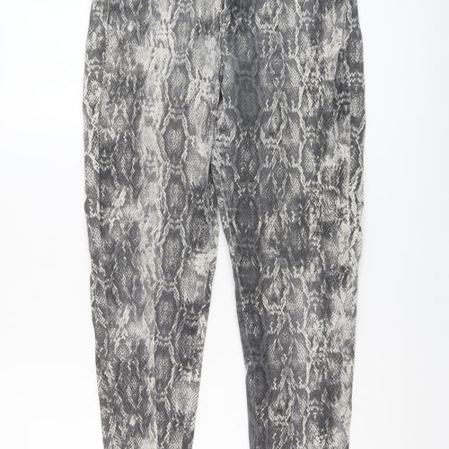 Zara Womens Beige Animal Print Cotton Skinny Jeans Size 10 L27 in Regular Button