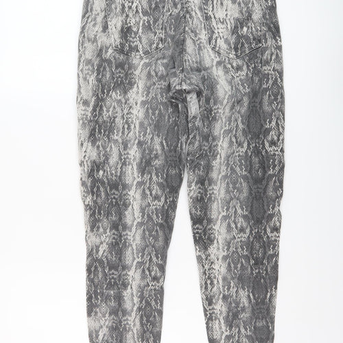 Zara Womens Beige Animal Print Cotton Skinny Jeans Size 10 L27 in Regular Button