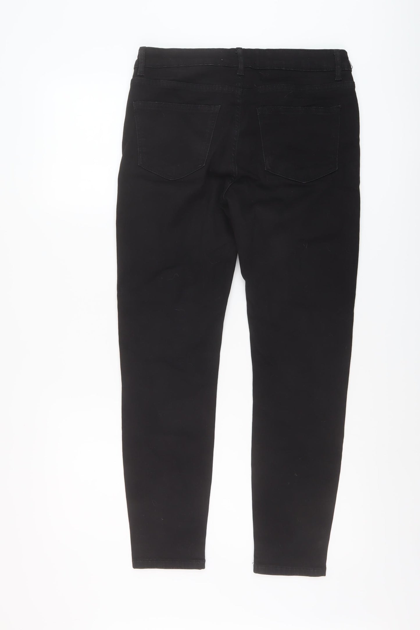 Zara Womens Black Cotton Skinny Jeans Size 10 L28.5 in Regular Button