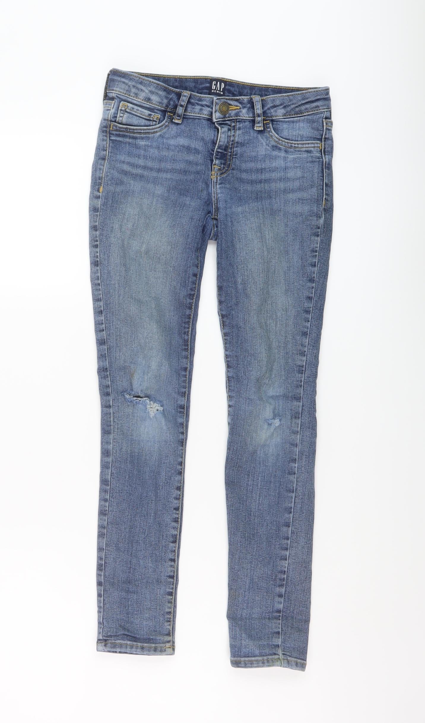 Gap Boys Blue Cotton Skinny Jeans Size 8 Years Regular Button