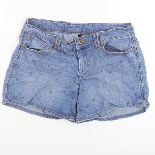 Gap Womens Blue Geometric Cotton Boyfriend Shorts Size 8 L5 in Regular Button