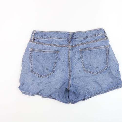 Gap Womens Blue Geometric Cotton Boyfriend Shorts Size 8 L5 in Regular Button