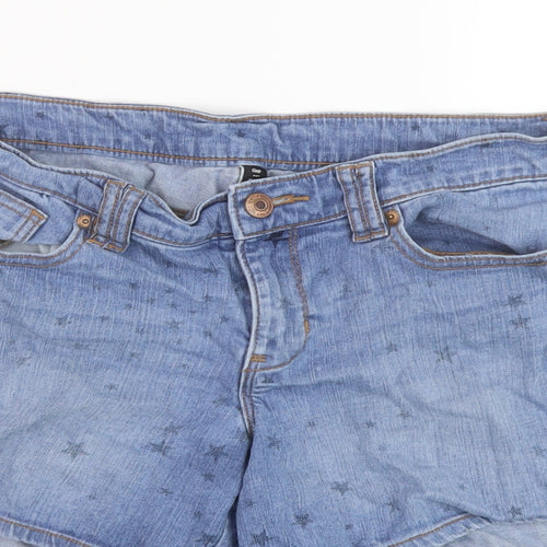 Gap Womens Blue Geometric Cotton Boyfriend Shorts Size 8 L5 in Regular Button