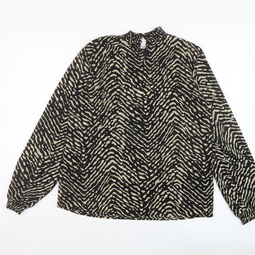 VERO MODA Womens Black Geometric Polyester Basic Blouse Size M Mock Neck