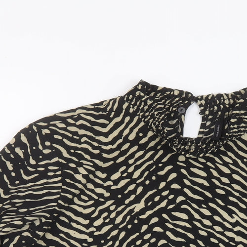 VERO MODA Womens Black Geometric Polyester Basic Blouse Size M Mock Neck