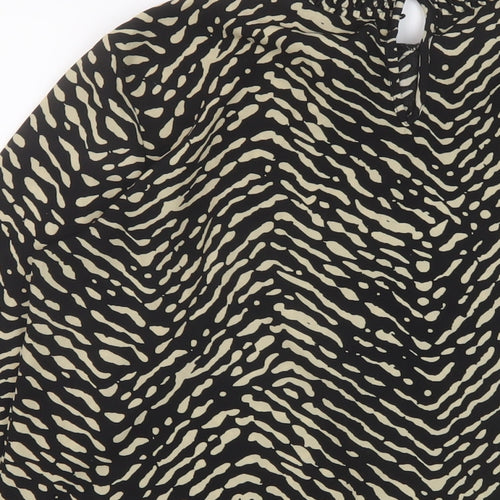 VERO MODA Womens Black Geometric Polyester Basic Blouse Size M Mock Neck