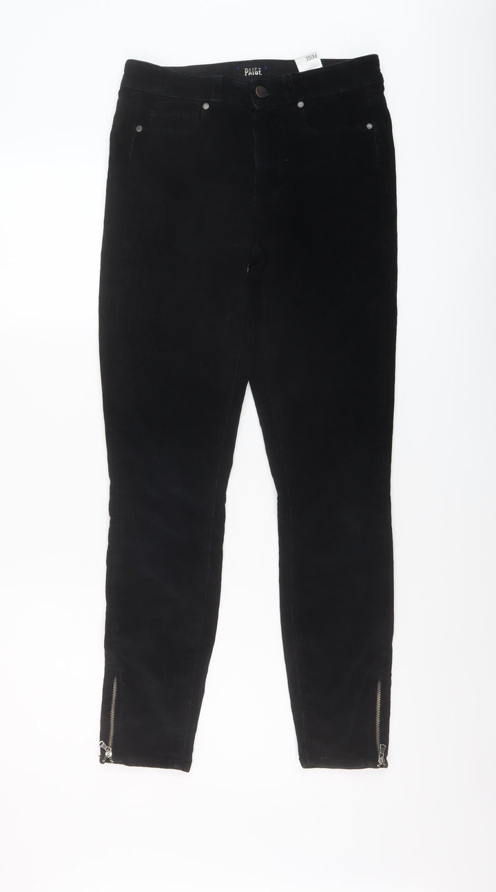Paige Womens Black Cotton Trousers Size 25 in L28 in Regular Button