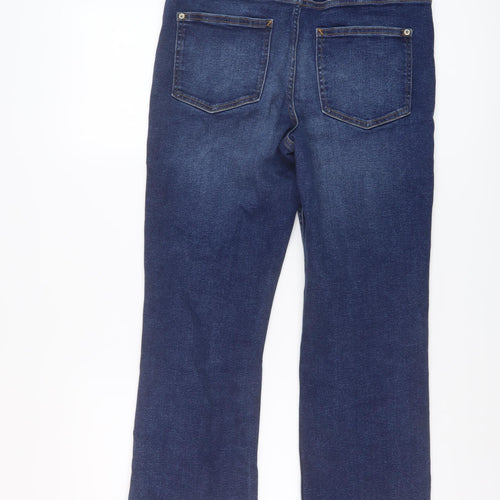 Zara Womens Blue Cotton Bootcut Jeans Size 12 L26 in Regular Button