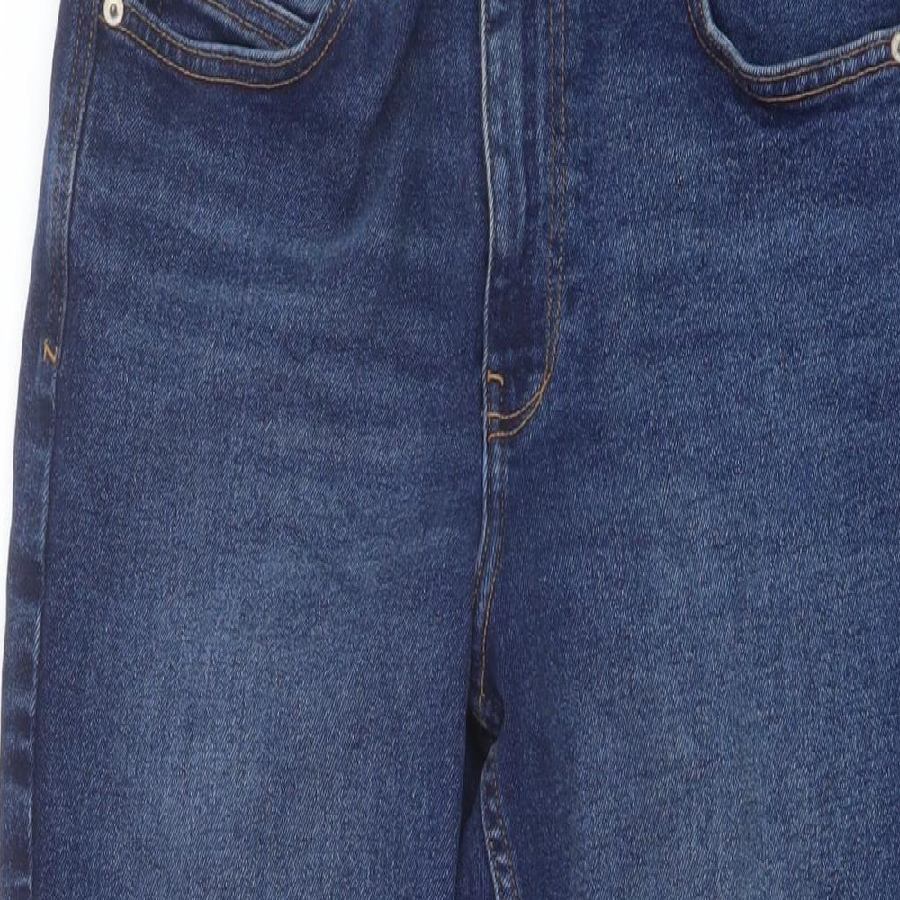 Zara Womens Blue Cotton Bootcut Jeans Size 12 L26 in Regular Button