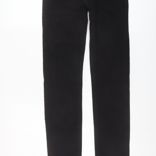 H&M Mens Black Cotton Straight Jeans Size 28 in L32 in Slim Button