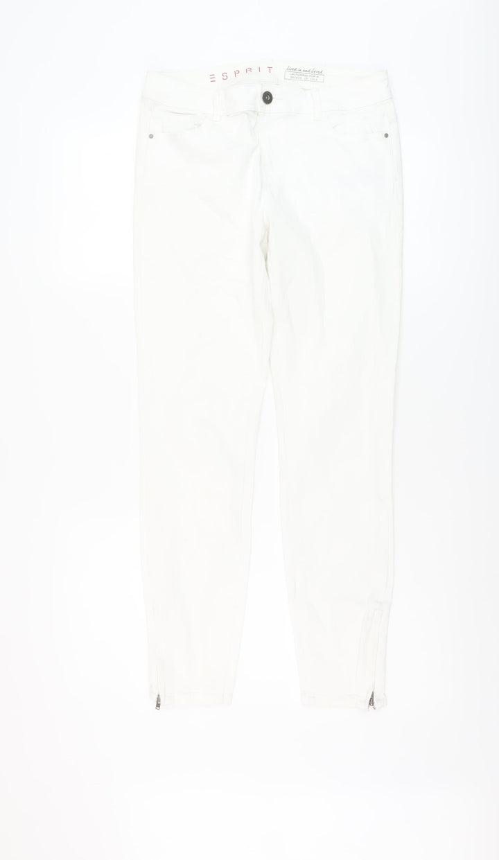 Esprti Womens White Cotton Skinny Jeans Size 10 L28 in Regular Button