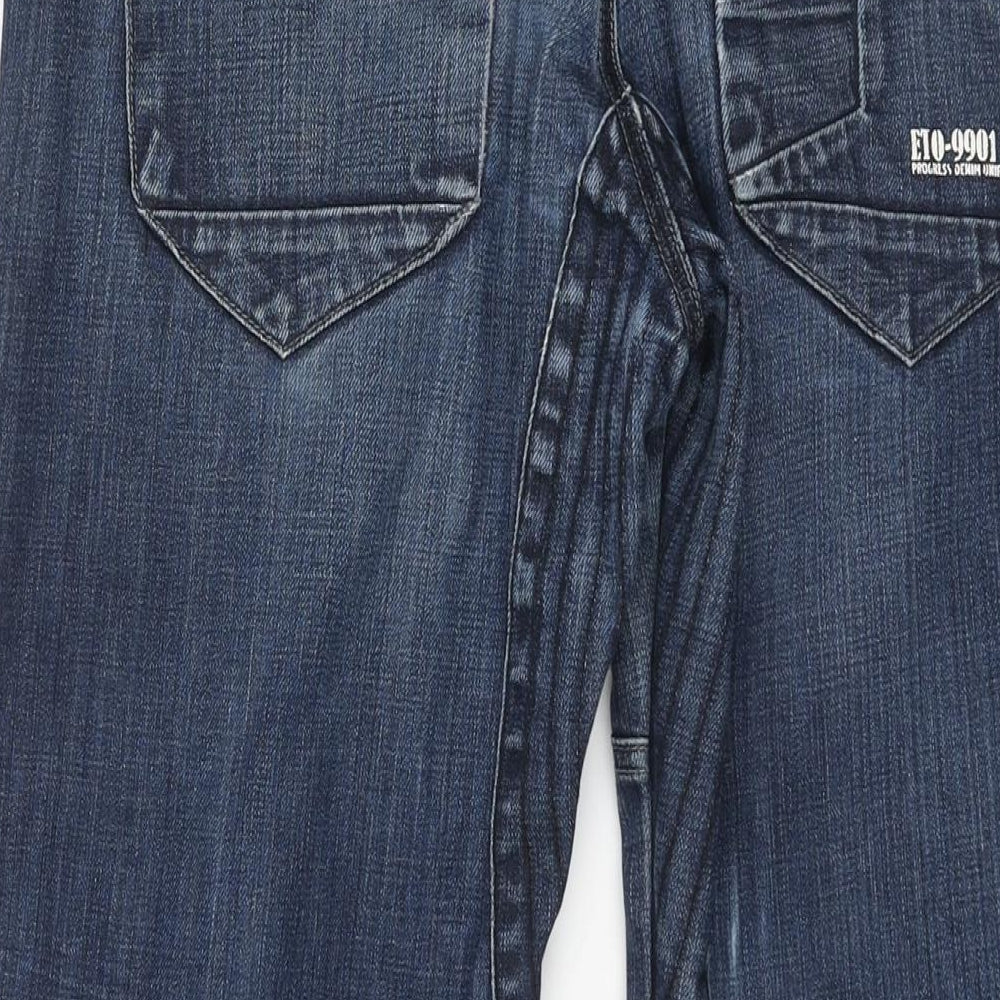 ETO Mens Blue Cotton Tapered Jeans Size 32 in L27 in Regular Button - Drawstring 9901
