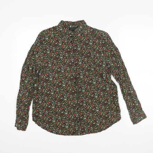 Topshop Womens Multicoloured Floral Viscose Basic Button-Up Size 10 Collared