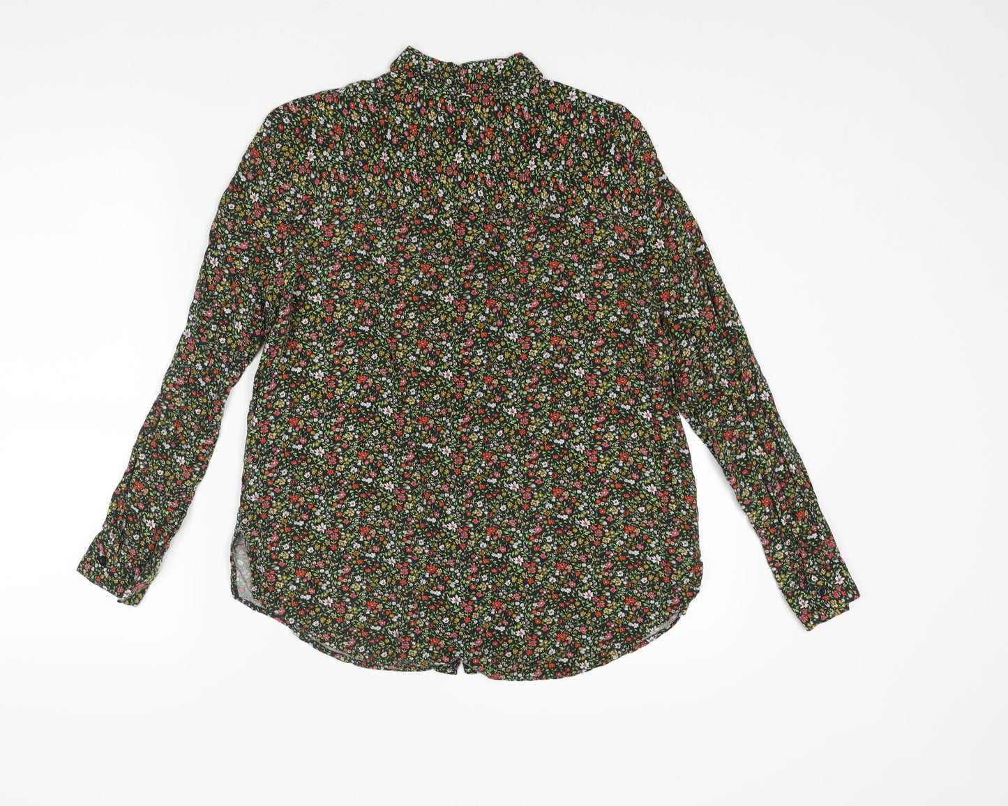 Topshop Womens Multicoloured Floral Viscose Basic Button-Up Size 10 Collared