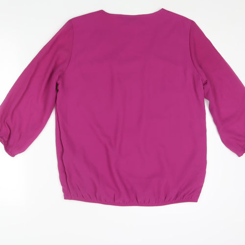 bonprix Womens Purple Polyester Basic Blouse Size 12 Scoop Neck