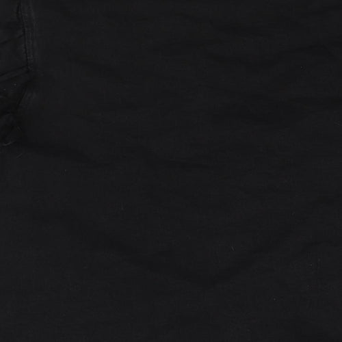 Denim & Co. Womens Black Cotton Basic Button-Up Size 14 Collared - Frill