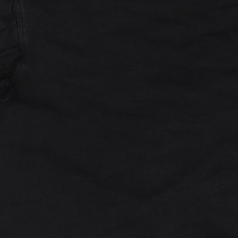 Denim & Co. Womens Black Cotton Basic Button-Up Size 14 Collared - Frill