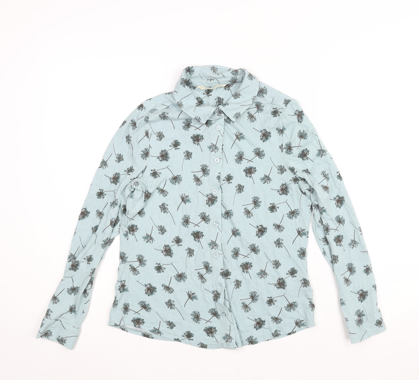 Woolovers Womens Blue Geometric Cotton Basic Button-Up Size S Collared - Floral Print