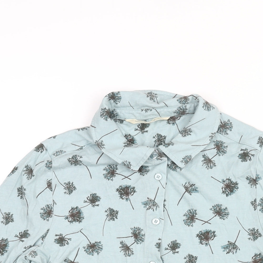 Woolovers Womens Blue Geometric Cotton Basic Button-Up Size S Collared - Floral Print