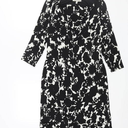 Laura Ashley Womens Black Geometric Viscose Shift Size 10 Cowl Neck Pullover
