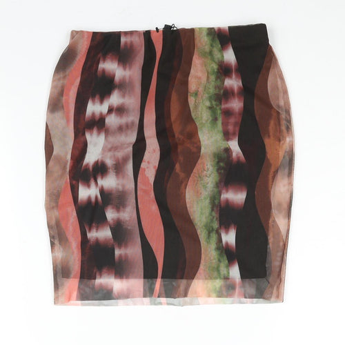 PRETTYLITTLETHING Womens Multicoloured Geometric Polyester Mini Skirt Size 6
