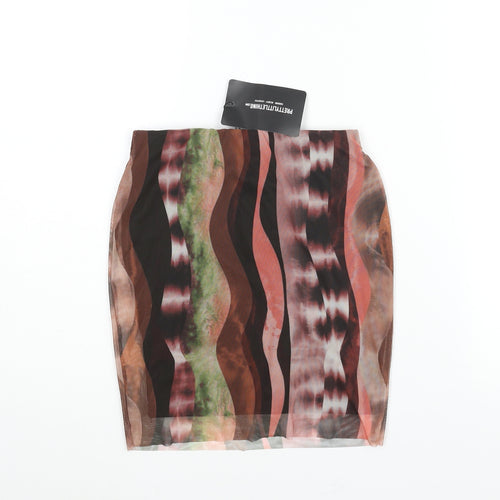 PRETTYLITTLETHING Womens Multicoloured Geometric Polyester Mini Skirt Size 6
