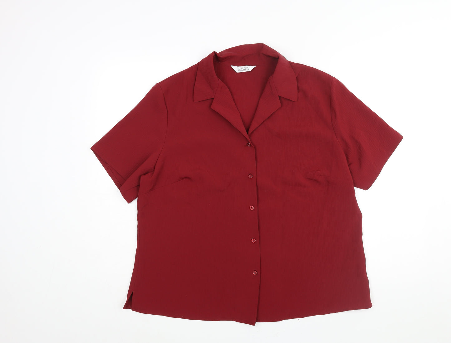 BHS Womens Red Polyester Basic Blouse Size 20 Collared