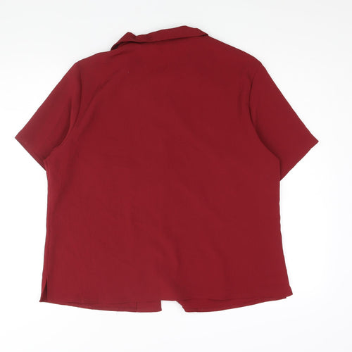 BHS Womens Red Polyester Basic Blouse Size 20 Collared