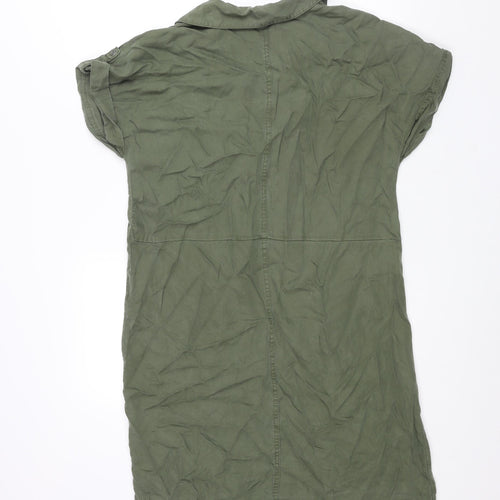 Noisy may Womens Green Lyocell Sheath Size L Collared Drawstring