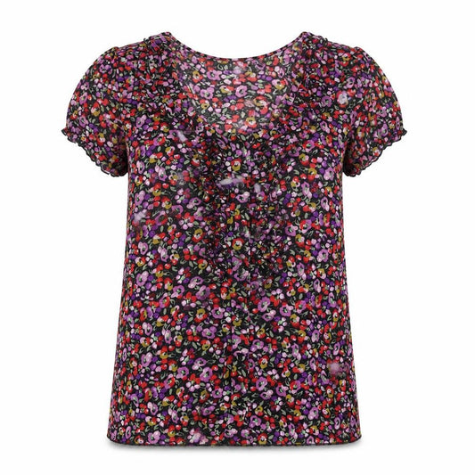 Front view of Wallis women’s multicoloured floral polyester basic blouse, size UK 12, scoop neck - frill
