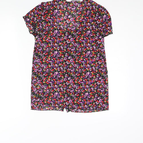 Wallis Womens Multicoloured Floral Polyester Basic Blouse Size 12 Scoop Neck - Frill