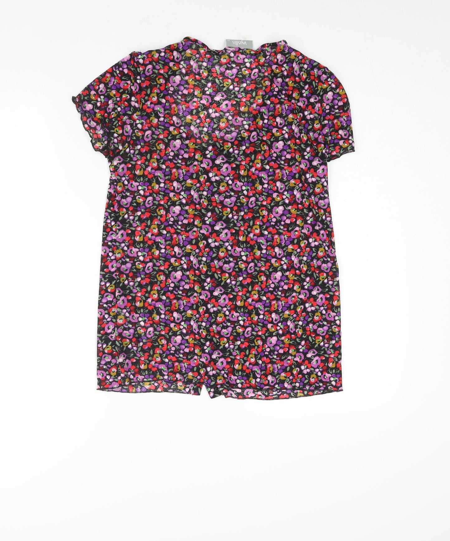 Wallis Womens Multicoloured Floral Polyester Basic Blouse Size 12 Scoop Neck - Frill
