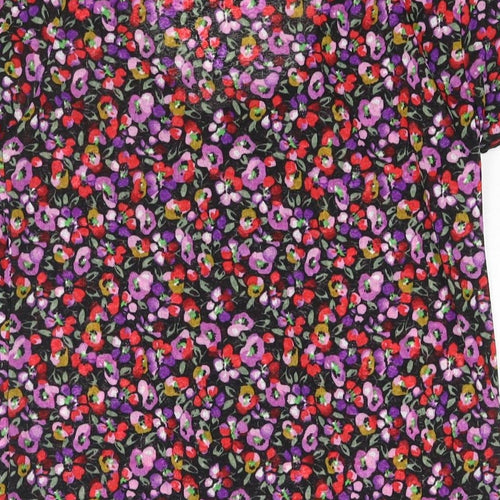 Wallis Womens Multicoloured Floral Polyester Basic Blouse Size 12 Scoop Neck - Frill