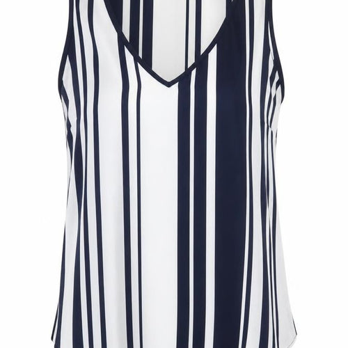 Marks and Spencer Womens Blue Striped Polyester Camisole Blouse Size 12 V-Neck