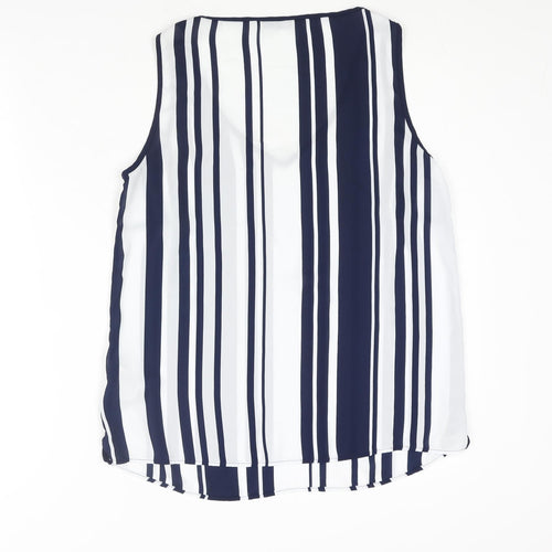 Marks and Spencer Womens Blue Striped Polyester Camisole Blouse Size 12 V-Neck
