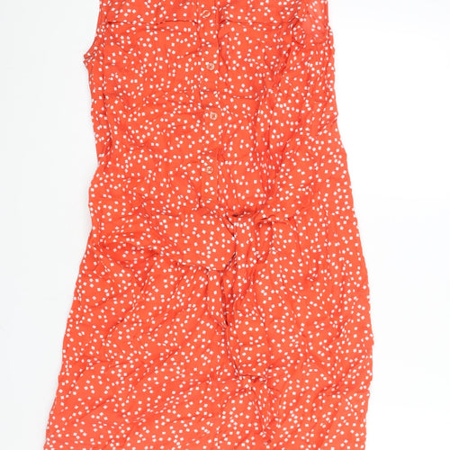 Great Plains Womens Red Geometric Viscose Shift Size XS Round Neck Button - Tie Detail