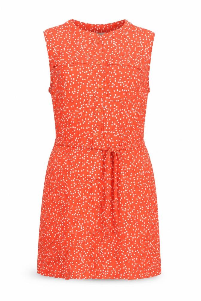 Great Plains Womens Red Geometric Viscose Shift Size XS Round Neck Button - Tie Detail