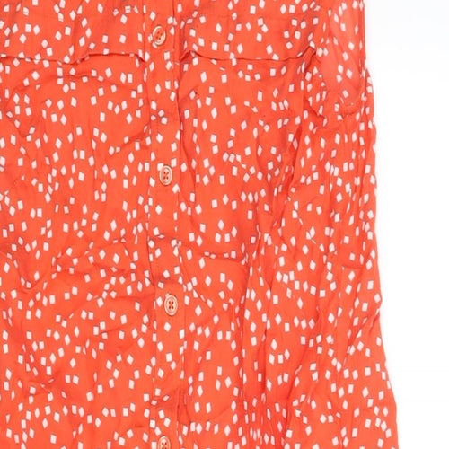 Great Plains Womens Red Geometric Viscose Shift Size XS Round Neck Button - Tie Detail