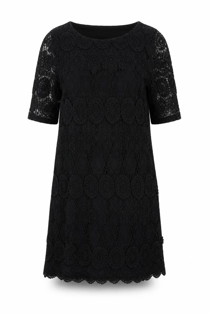 Front view of Tokyo Doll women’s black cotton mini, size UK 14, round neck pullover