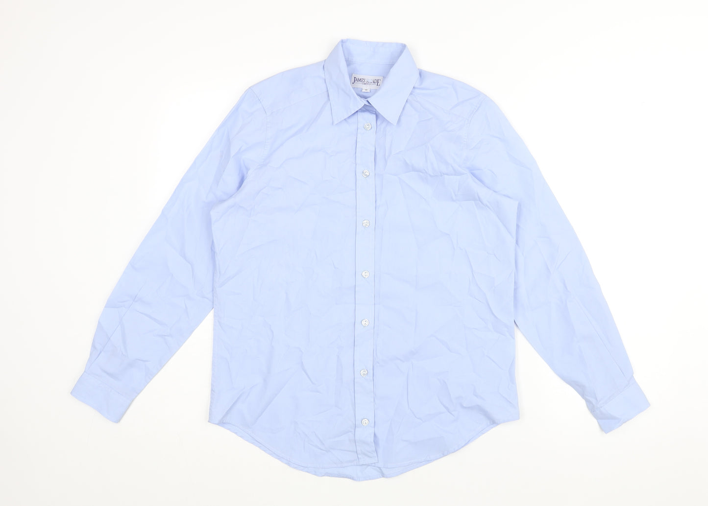 James Meade Womens Blue Polyester Basic Button-Up Size 10 Collared
