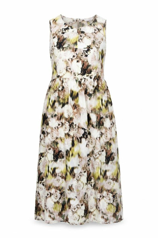 Front view of Limited Edition women’s multicoloured floral polyester a-line, size UK 16, round neck zip
