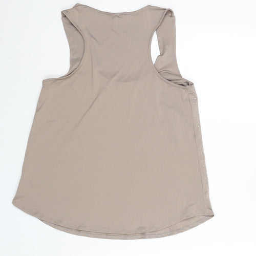 River Island Womens Beige Polyester Camisole Blouse Size 10 Scoop Neck - Rhinestone Detail