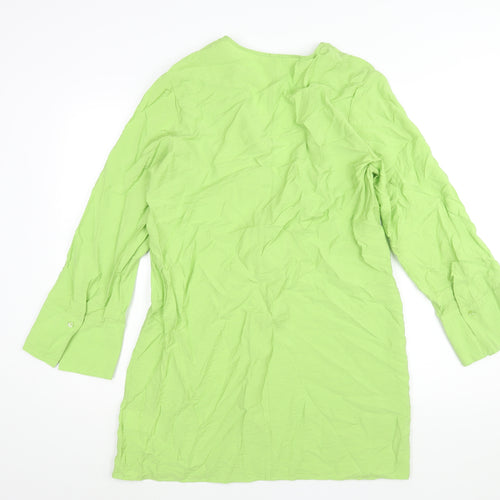 H&M Womens Green Viscose Shift Size S V-Neck Pullover - Twist Detail