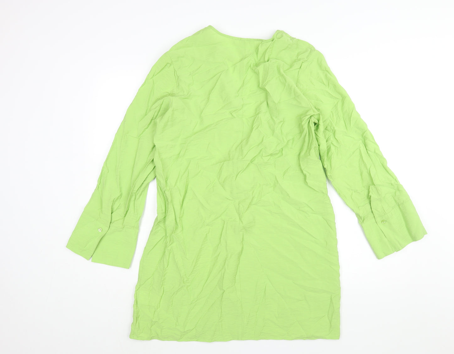 H&M Womens Green Viscose Shift Size S V-Neck Pullover - Twist Detail