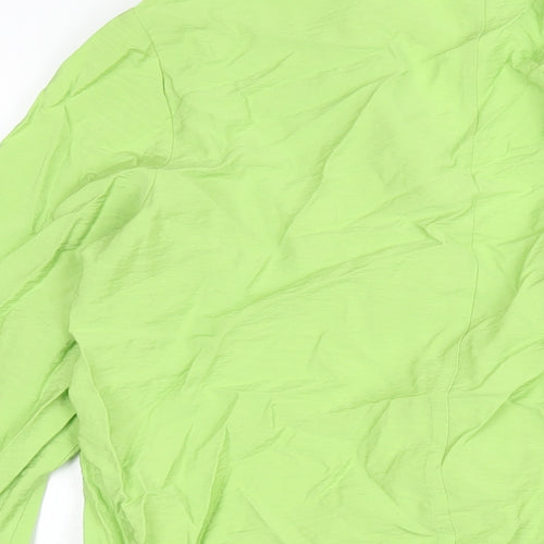 H&M Womens Green Viscose Shift Size S V-Neck Pullover - Twist Detail