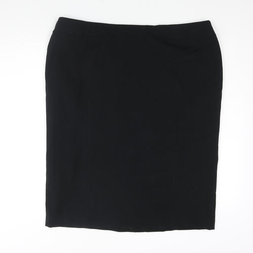 Marks and Spencer Womens Black Polyester Straight & Pencil Skirt Size 20 Zip