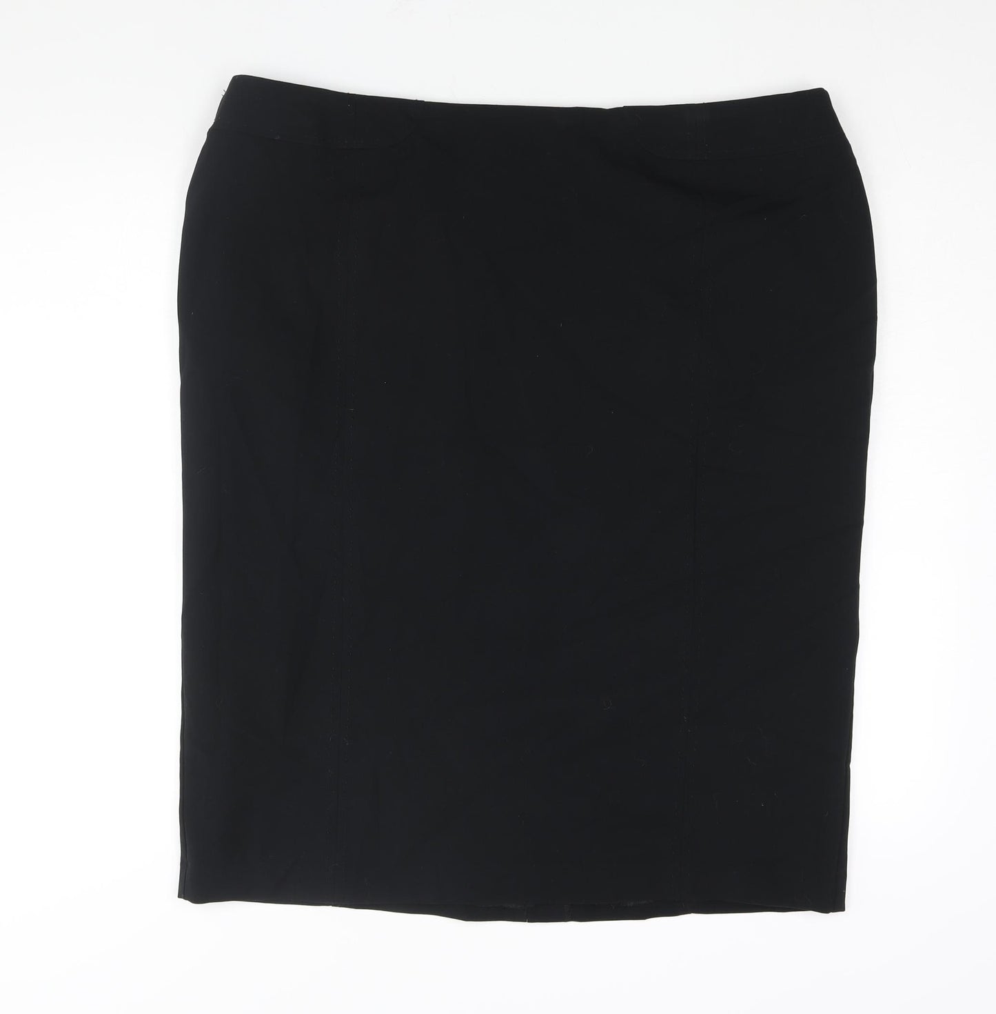 Marks and Spencer Womens Black Polyester Straight & Pencil Skirt Size 20 Zip